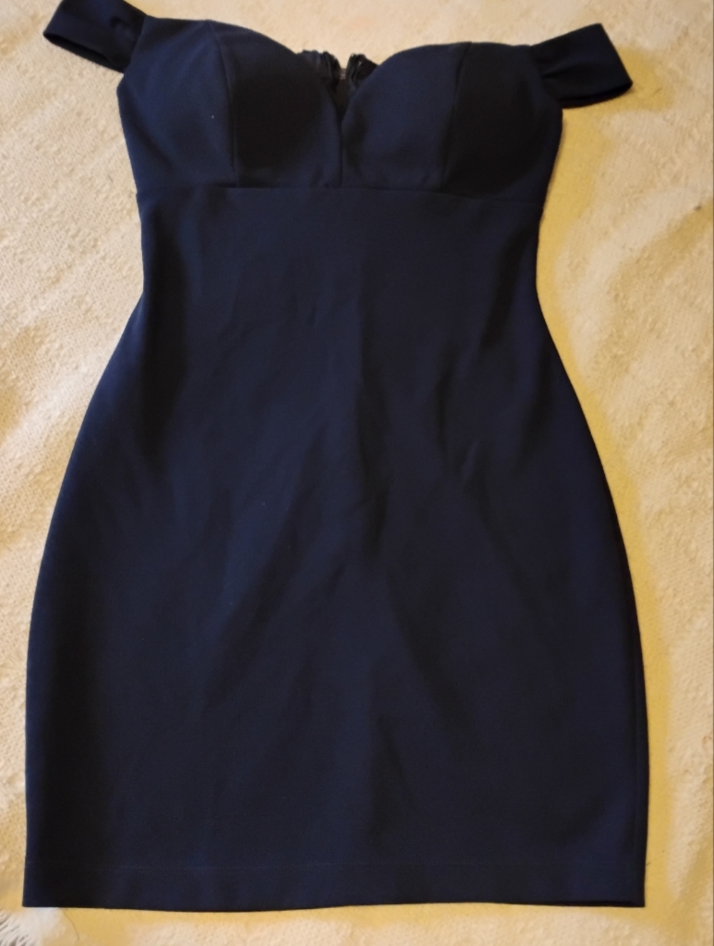 Honey and Rosie Navy Off-Shoulder Bodycon Dress